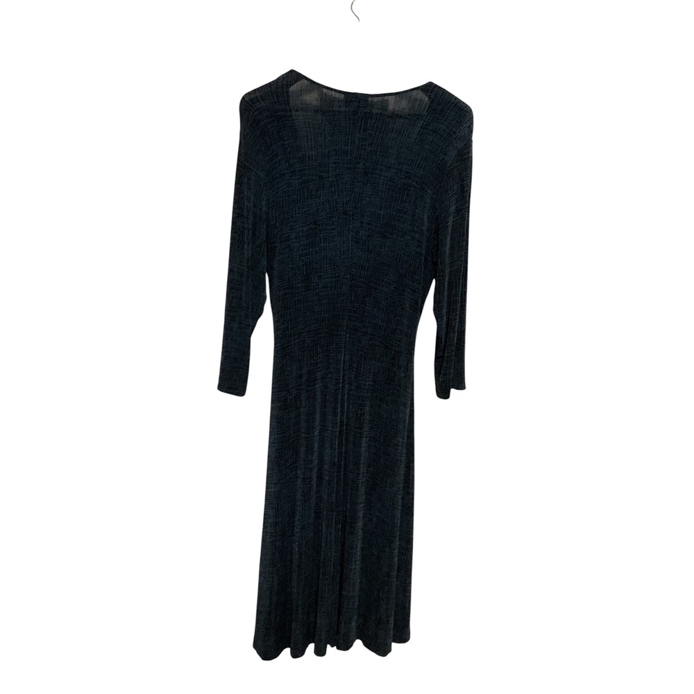 Chicos Travelers Teal Black Faux Wrap Midi Dress 3/4 Sleeve Size 2 Large - Picture 6 of 8